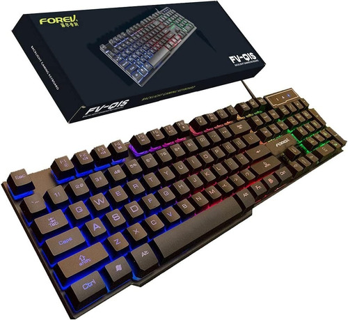 Teclado  Pc Iluminado Gamer Usb  Forev Fv-q1s Led Resistente