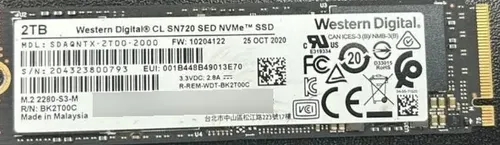 Ssd Nvme Western Digital Cl Sn720 2tb - Sdaqntx-2t00-2000