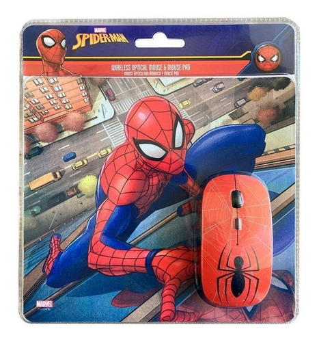 Kit Mouse Pad + Mouse Optico Inalambrico Marvel