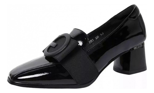 Zapatos Gruesos De Tacón Bajo Con Punta Cerrada Para Mujer,