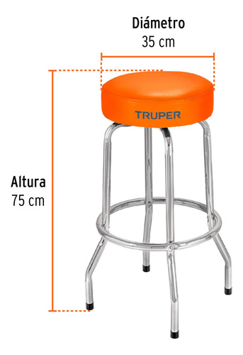 Banco Bar Asiento Giratorio Acero Cromado Truper
