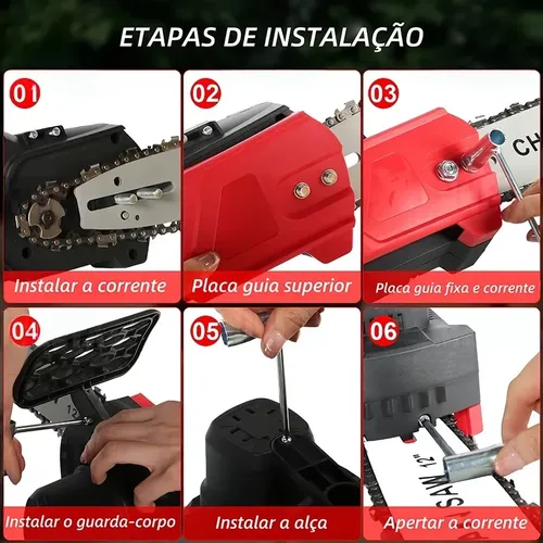 Motosserra Elétrica 98vf 12 2 Baterias Kit Maleta Portátil