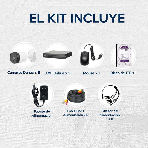 Imagen 4 de 10 de Kit Seguridad Dahua Cctv Dvr 8ch + 8 Camara 2mp 1080p+disco