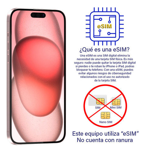 Apple Iphone 15 256gb Rosa Reacondicionado Estética De 9 Batería De 80-90% Celular Grado A Esim Rosa (Reacondicionado)