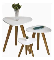 Comprar Kit Trio Jogo De Mesas Lateral Sala Pé Palito Retro Moderno