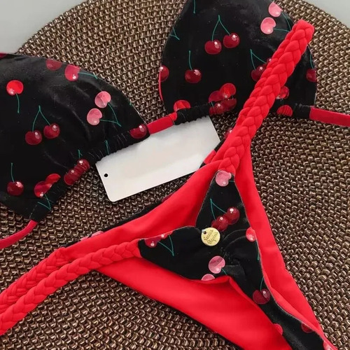 Conjunto De Bikini Con Estampado Multicolor, Sexy Tanga, Est