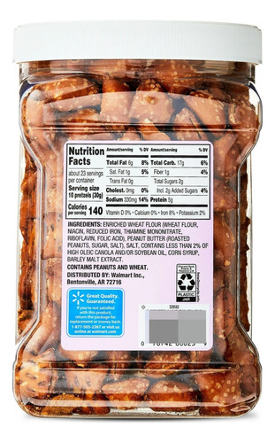 Salado Great Value Pretzel Crema De Cacahuate 680 G