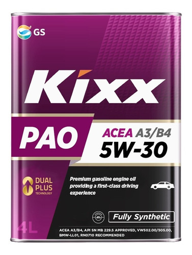  Aceite 100% Sintético, Kixx Pao A3/b4 5w-30, 4l 