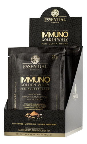 Whey Immuno Pro-glutathione 15 Sachês 32g 480g Essential Nutrition Proteína Sabor Golden Milk
