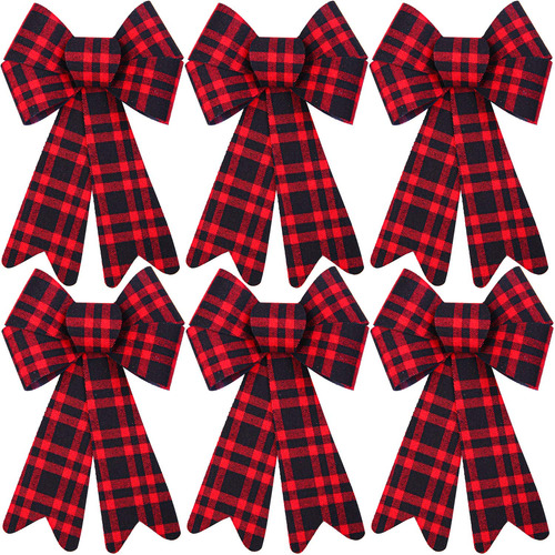 Lazos Cuadros Negros Rojos Para Manualidades De Navidad 6pcs