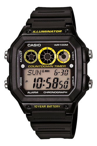 Reloj Casio Juvenil Digital Ae-1300wh-1avdf Hombre Original Color de la correa Negro Color del bisel Negro Color del fondo Negro