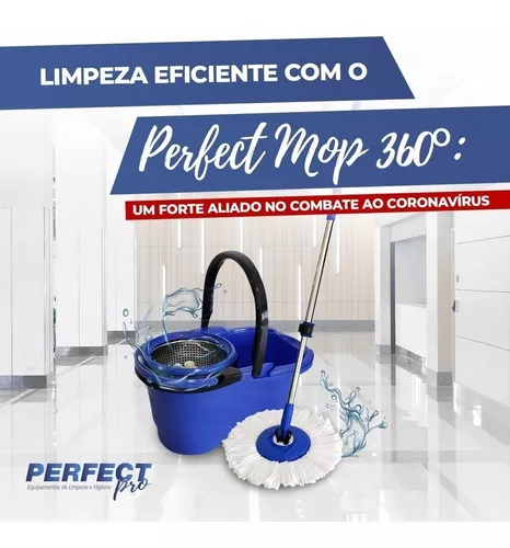 Balde Perfect Mop Pro 360 Inox C/3 Refis