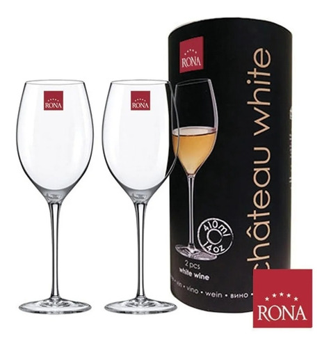 Set Regalo X2 Copas Cristal Rona Chateau Vino Blanco 410ml