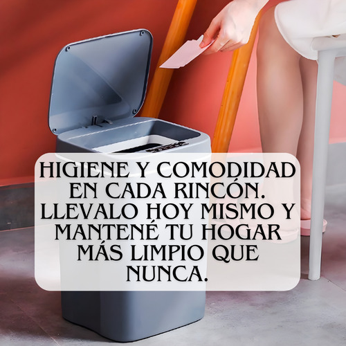 Tacho De Basura Automático Inteligente Con Sensor 12 Litros Gris