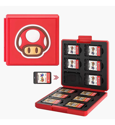 Caja Portajuegos Nintendo Switch Hongo Mario Para 12 Juegos