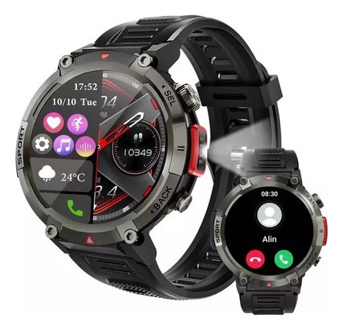 Reloj Inteligente Smartwatch Con Linterna Para Android E Ios