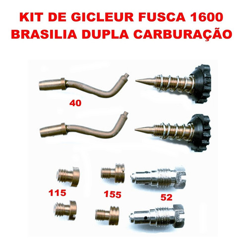 Kit Gicleur Carburador  Fusca - Brasilia 1600 Dupla Gasolina