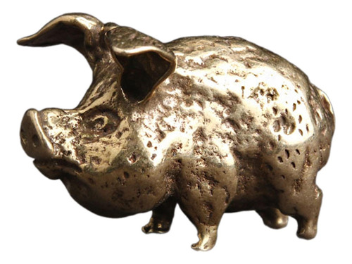 Mini Escultura De Cerdo Auspicioso De Latón, Adorno Feng