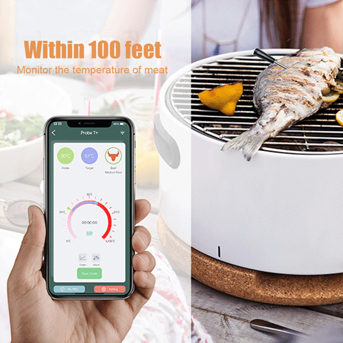 Termómetro Inalámbrico Para Carne De 5 A 10 Minutos, Carga R