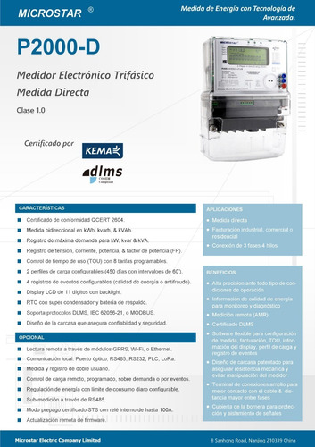 Imagen 2 de 3 de Contador Medidor Bidireccional Trifásico 120-220/480v P2000