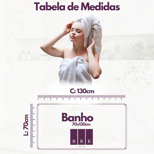 Toalha Banho 06un Barra Dourada 130x70cm 100% Algodão Macia Cor Sortido
