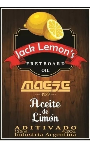 Aceite De Limón Para Diapasón - Jack Lemon's