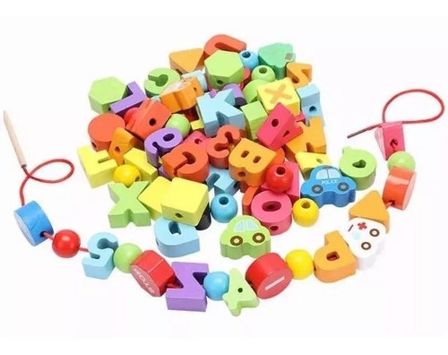 Set De Enhebrado En Madera Motricidad Fina Juego Didáctico