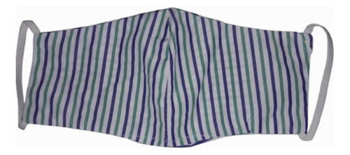 Tapabocas Top Diseños Variados Blanco Rayado Celeste Y Verde