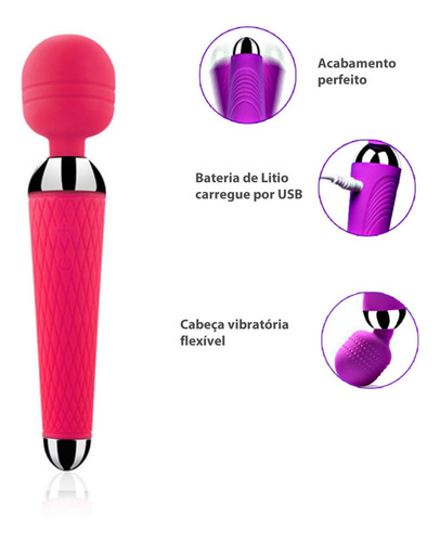 Massageador Varinha Mágica Portatil Recarregável Usb