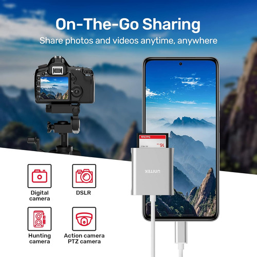 Lector De Memorias Unitek Usb Tipo C Usb C Plateado