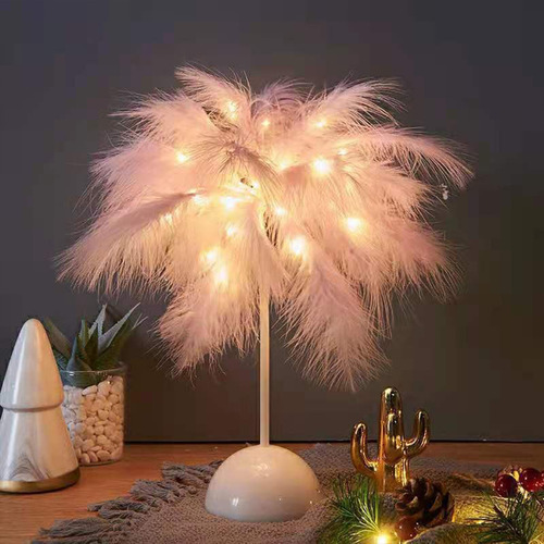 Lámpara De Mesa Con Forma De Pluma, Led, Funciona Con Pilas,