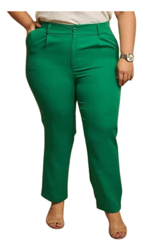 Calça Plus Size Alfaiataria Social Com Cinto Moda Feminina