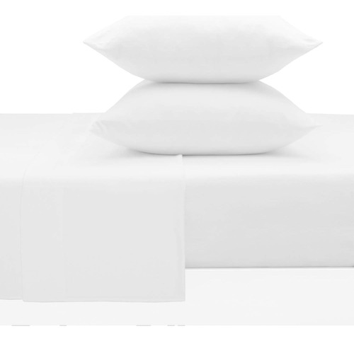 Sabanas De Algodon Para Cama Queen Con Funda Almohada Blanca