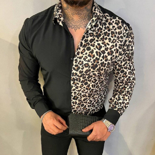 Camisa De Hombre Con Estampado De Leopardo Y Cebra