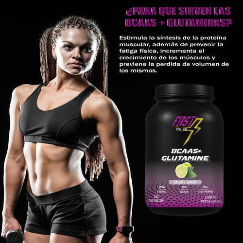 Aminoácidos Bcaas + Glutamina Fast 1kg Varios Sabores Limón