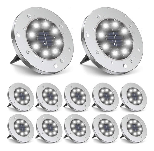 Zgwj Luces Solares De Tierra, 12 Paquetes De 8 Luces Led Sol