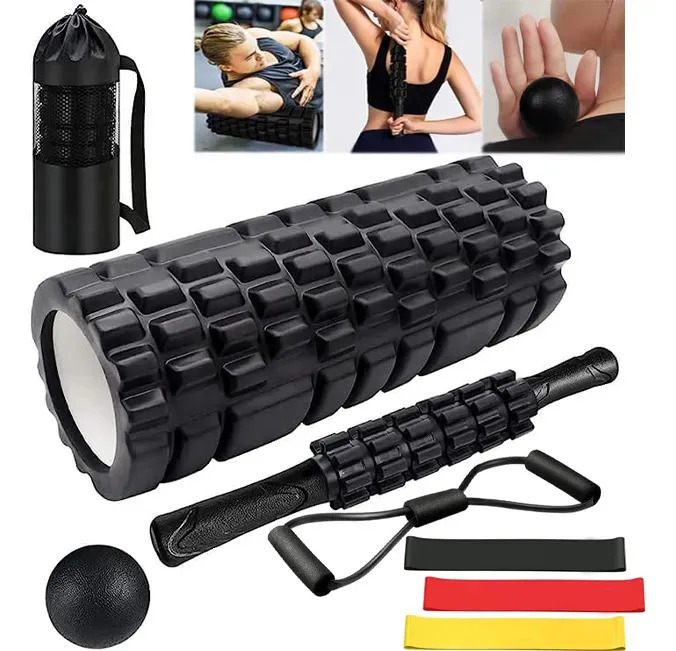 8en1 kit Rodillos de masaje,El juego de rodillos de espuma, Foam Roller para Masajes y Relajación Muscular, Creado para el fitness