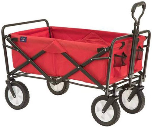 Macsports Collapsible Folding Outdoor Utility Wagon, Red