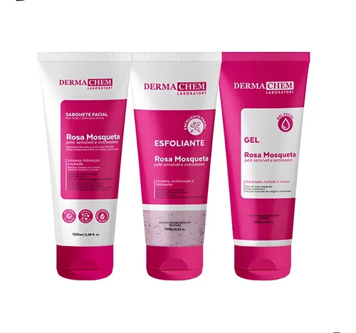 Kit 3 Skin Care Rosa Mosqueta Hidratante Dermachem