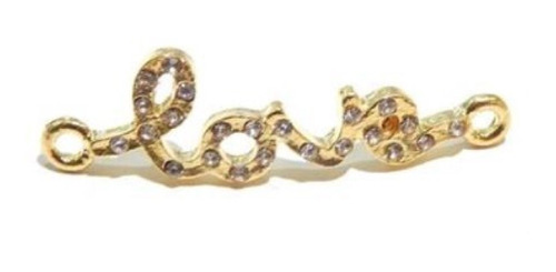 Conector De Love Dorado Con Cristal Pulsera Bisuteria 10pzsa