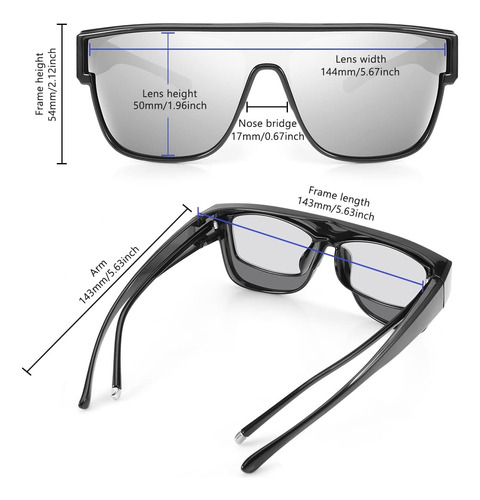 Brguras Gafas De Sol De Gran Tamaño Con Ajuste Sobre Gafas C