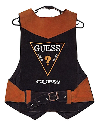 Chaleco Guess De Cuero Y Gamuza De Los Años 90