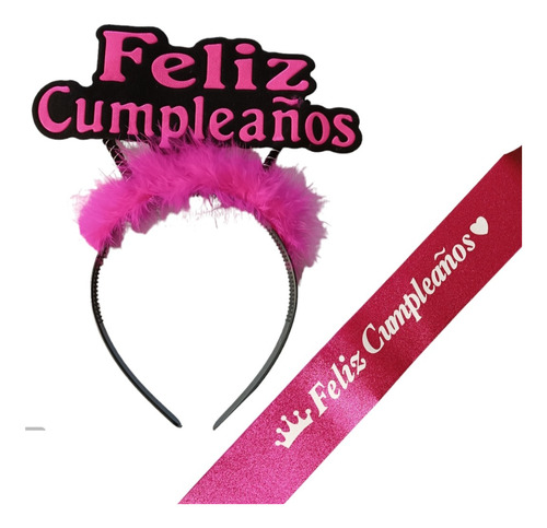 Pack De Cintillo Feliz Cumpleaños Y Banda Cinta De Cumpleaño