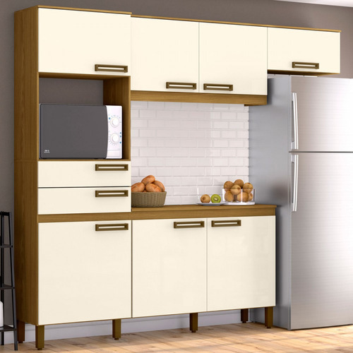 Cozinha Compacta 7 Portas 2 Gavetas B107 Nature/off White