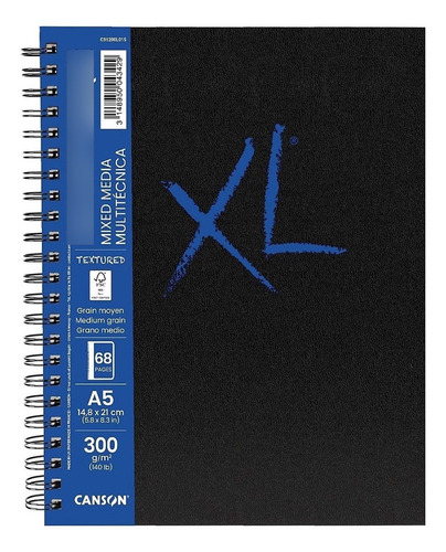 Canson Cuaderno Book Mix Media Texturado A5 300g 68h Anillad