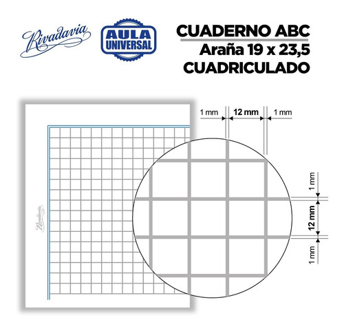 Cuaderno Tapa Dura Cuadriculado 50h Abc Aula Universal Rojo