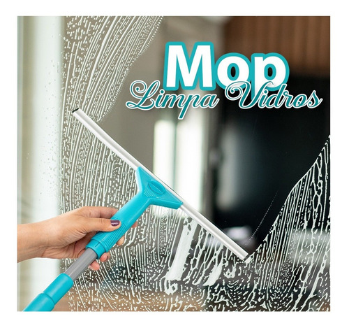 Imagem 3 de 7 de Mop Limpa Vidro Rodo Cabo Extensível 2 Refil Janela Sacada