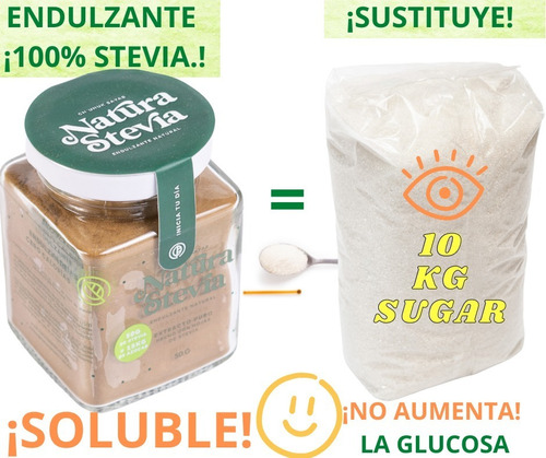 Stevia En Polvo Pura Rinde 10 Kg Azúcar.¡única 100% Soluble!