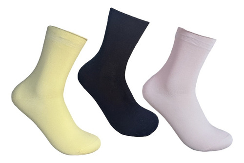Calcetines Diabéticos Sin Costura Para Mujer 3 Pares Algodón Surtido Con Negro Unitalla