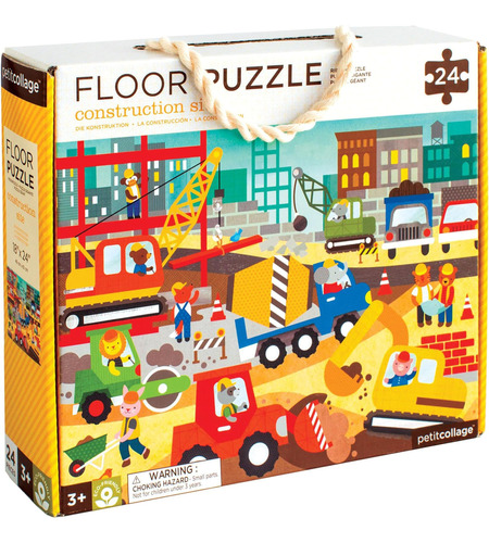 Petit Collage Floor Puzzle, Sitio De Construcción, 24 Piezas